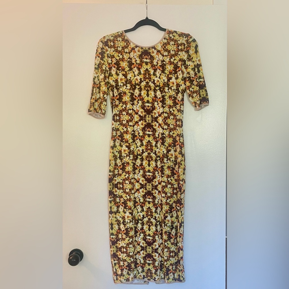 🍁Fall Floral Fitted Midi Dress with Stretch